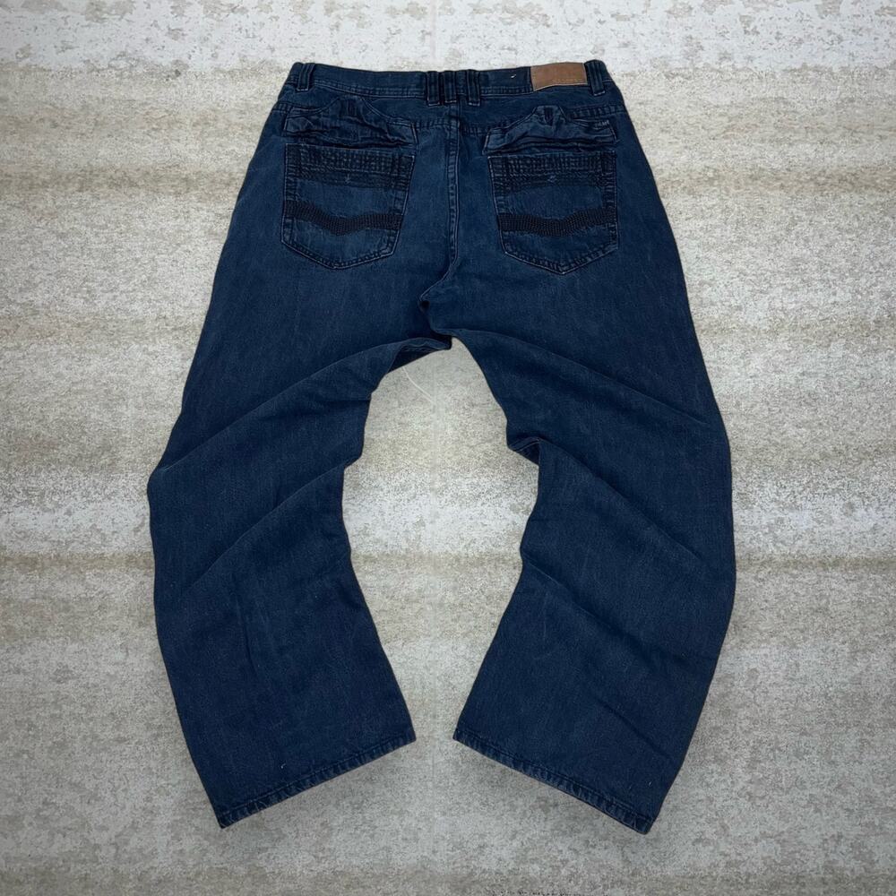 Vintage Y2K Halifax Jeans 38x32 Baggy Wide Leg Fit Dark Navy Blue Wash Skater